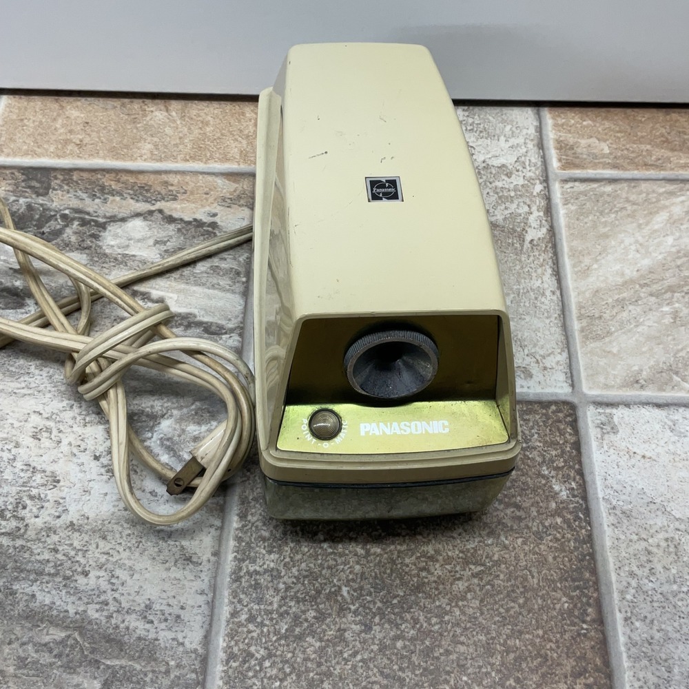 Vintage Panasonic KP33 Point-O-Matic Electric Pencil Sharpener Beige Green works